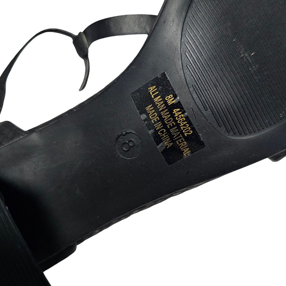 Comfort Est. 1948 Black Snakeskin Embossed T-Strap Block Heel Sandals Size 8 - Picture 9 of 10